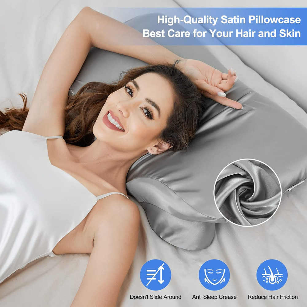 Satin Pillowcase for Cervical Pillow, Ergonomic Case, Smooth & Soft Sleeping Pi