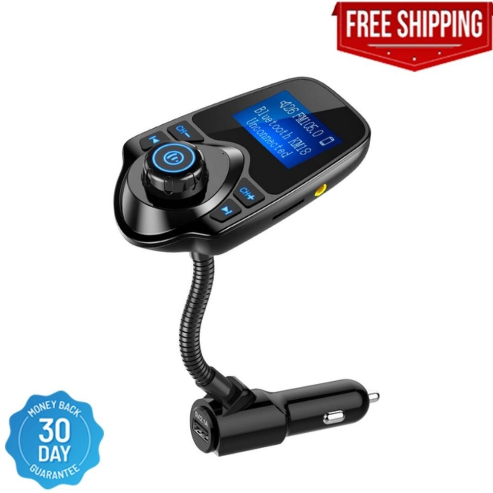 Nulaxy Wireless in-Car Bluetooth FM Transmitter Radio Adapter Car Kit W Black