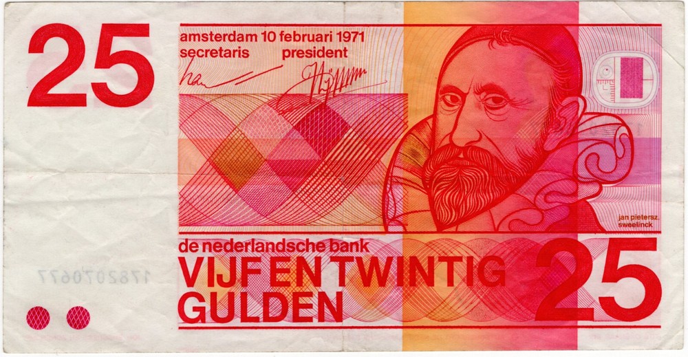 Netherland 1971 25 Gulden P92a VF/EF