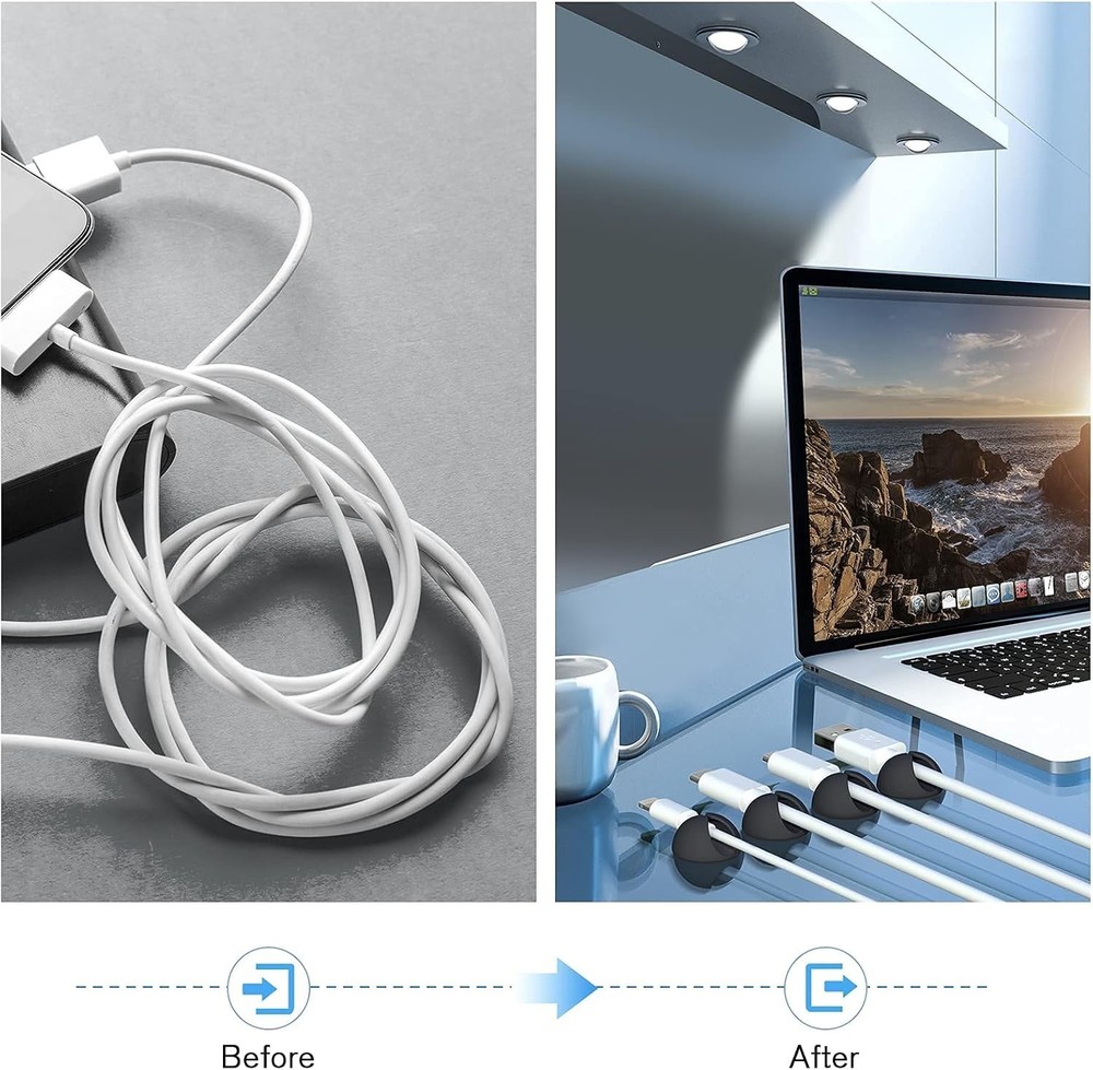 Compact 12 Pack Acrylic Cable Clips - Effortless Desk & Home Organization