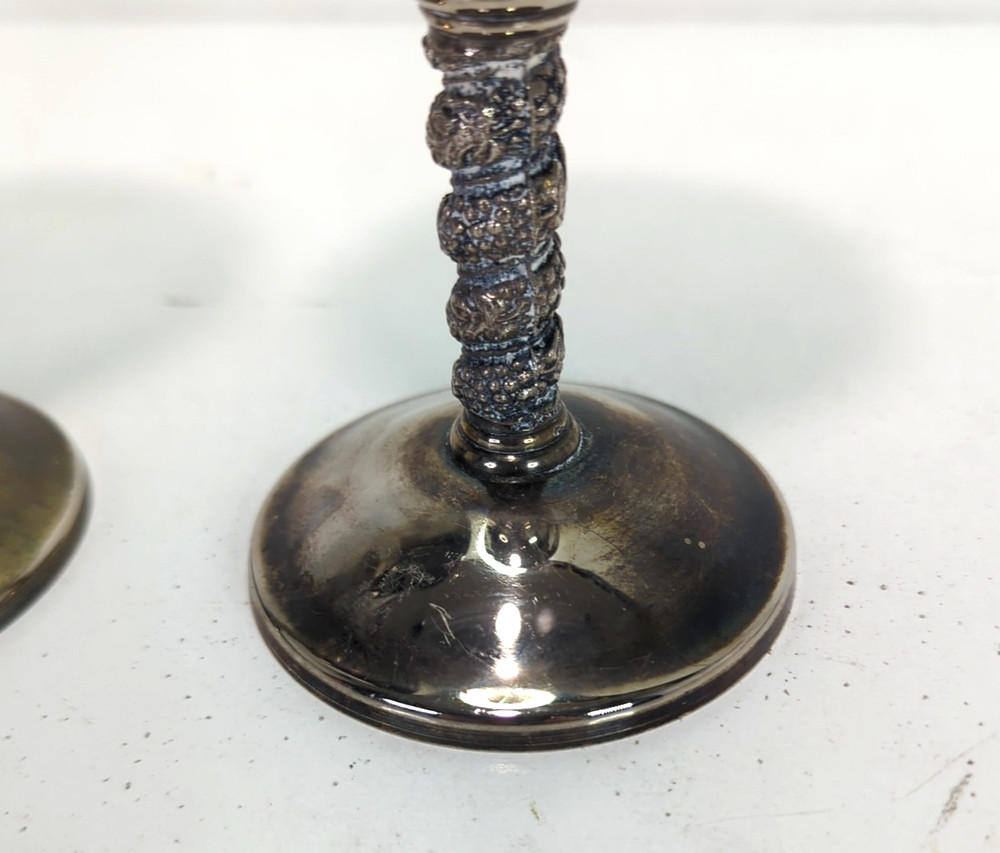 Vintage 6 Silver Plated Roma S.L. Spain Madrid 7-1/8” Height Wine Goblets Used