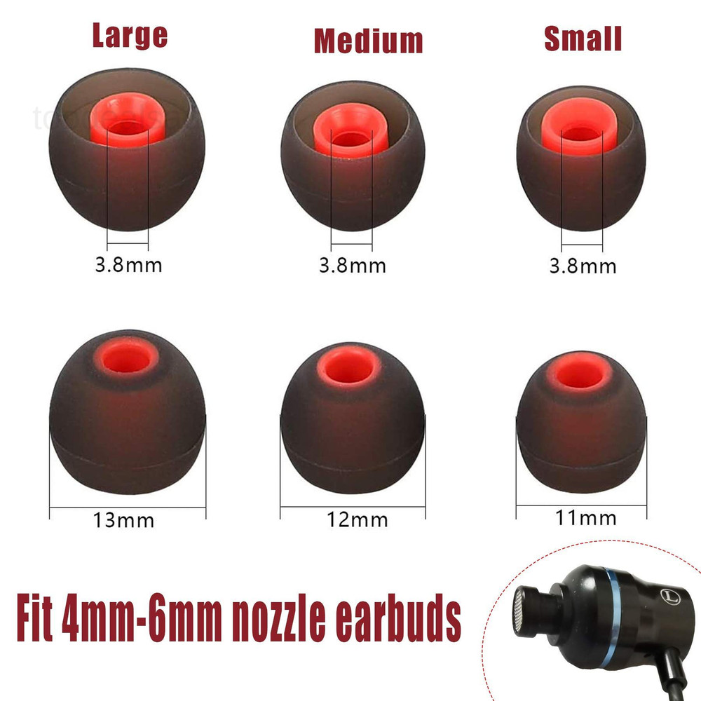 3 Pairs (LMS) Silicone Earbuds Tips Replacement Eartips 3 medium, 3Black-3LMS