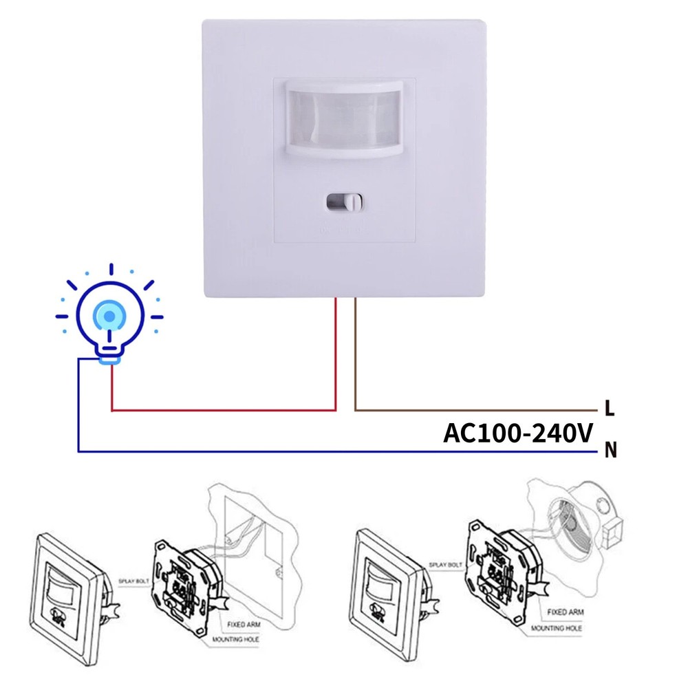 PIR Motion Sensor Wall Switch AC100-240V Professional for Lighting Maintenance