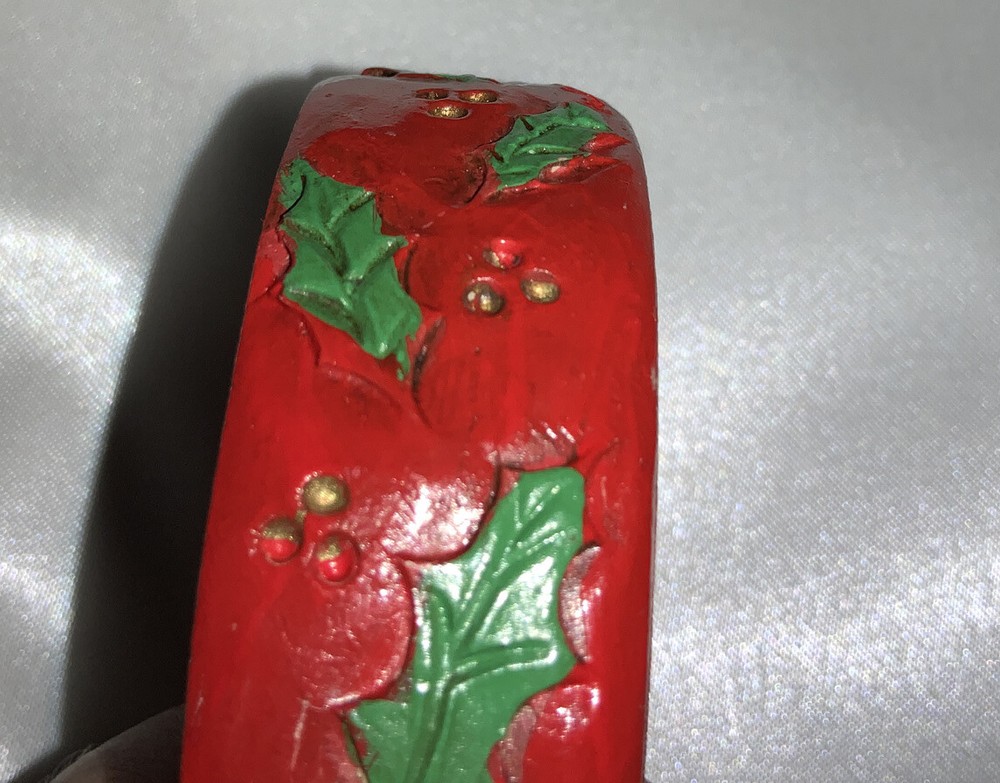 Jim Shore Santa Bangle Bracelet 1990 Original paint Signed