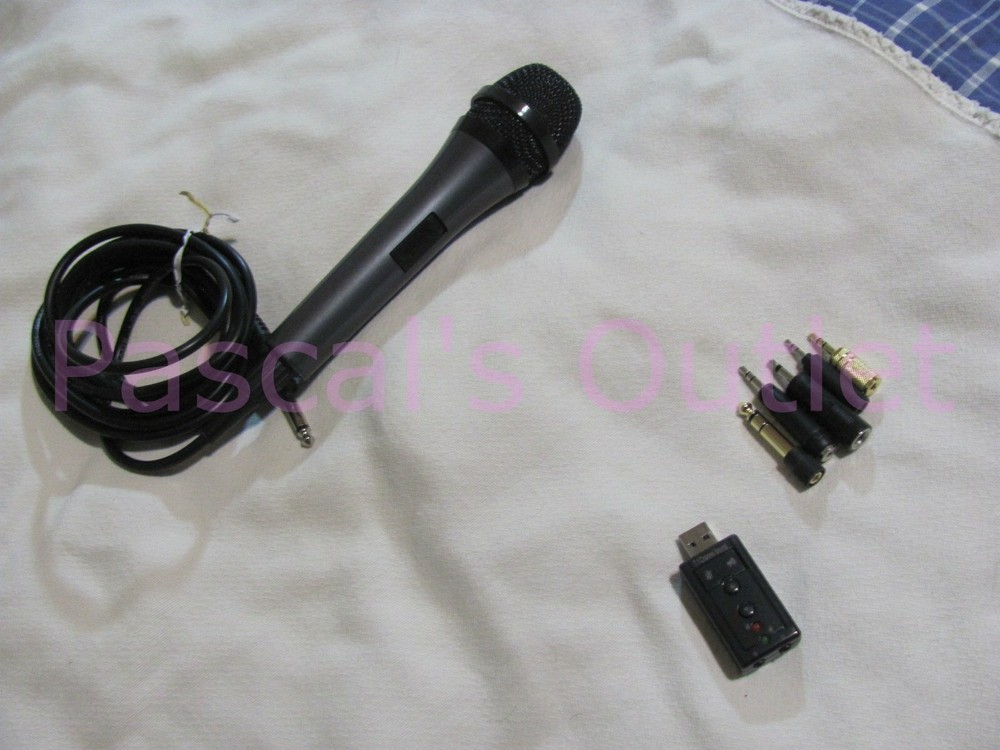 High Grade Low Noise 10-ft Wired Microphone ON-OFF Switch plus assorted Adapters