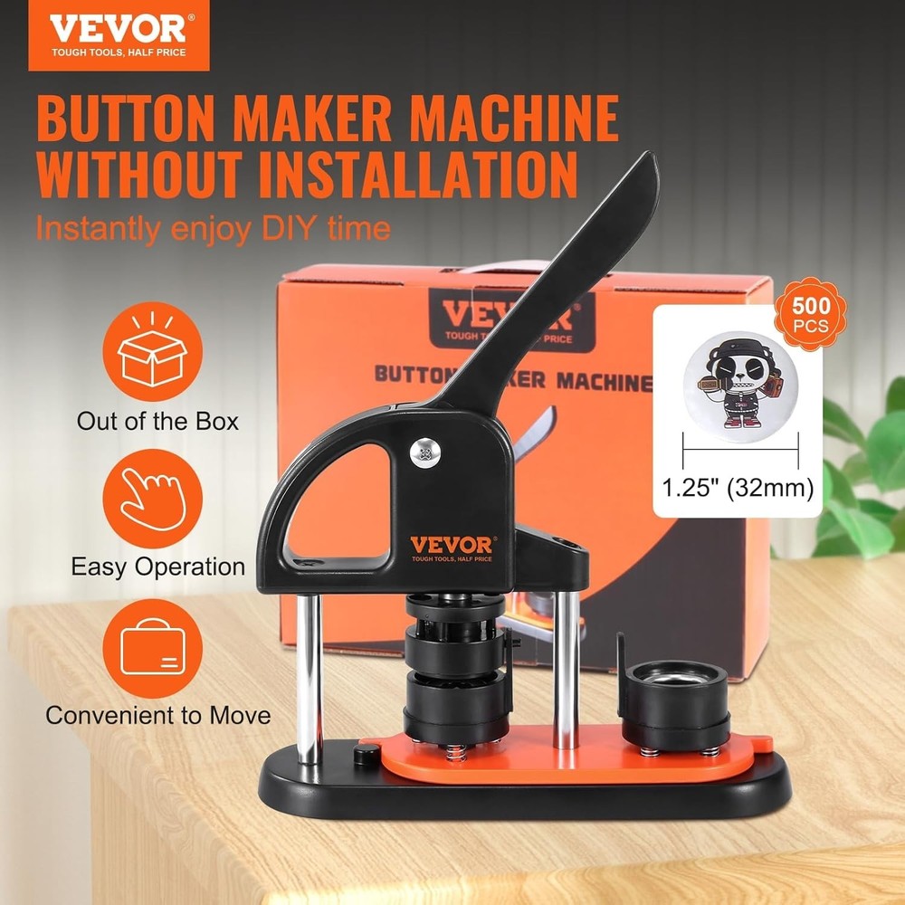 Button Maker Machine - Complete DIY Kit with Panda Magic Book, 1.25'' Size, B...