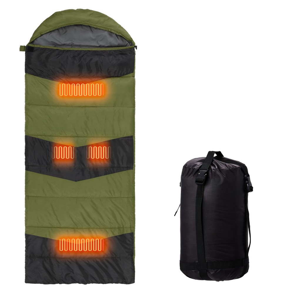 Rectangular Waterproof Sleeping Bag, USB Heating Pad, Backpacking Hiking Camping