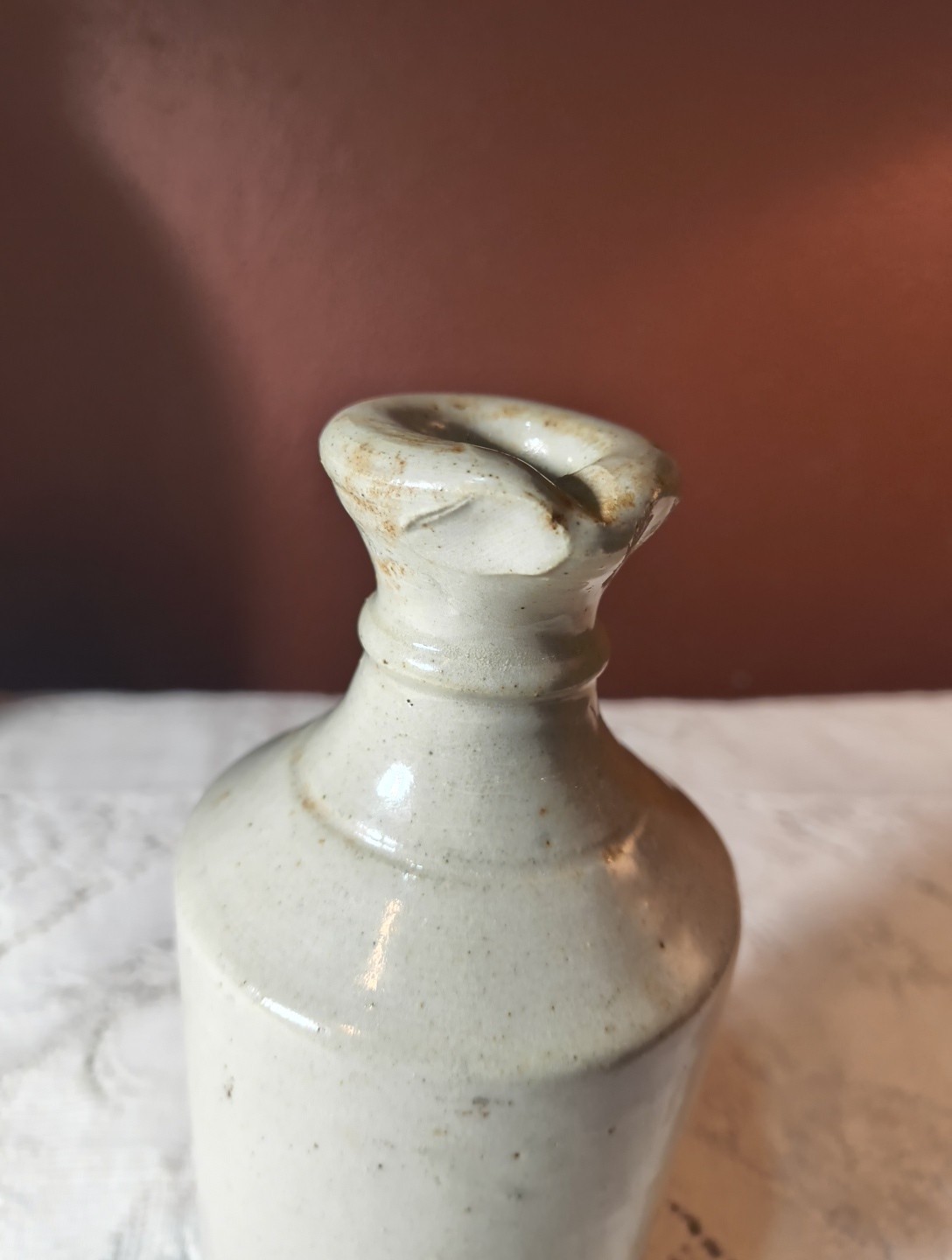 Antique Keller's Ink Stoneware Master Ink Bottle With Pour Spout