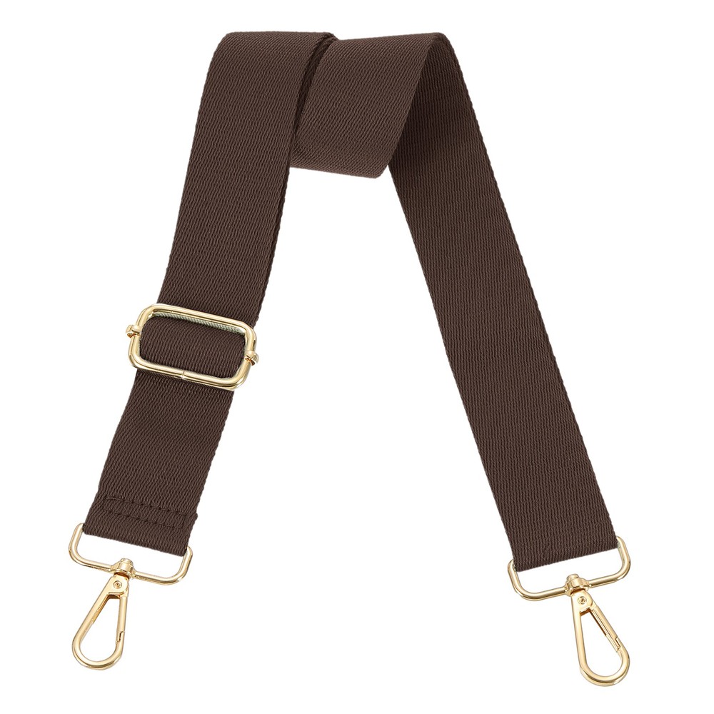 3.8cm Wide Shoulder Strap, Dark Brown, Light Gold Pull Core Buckle