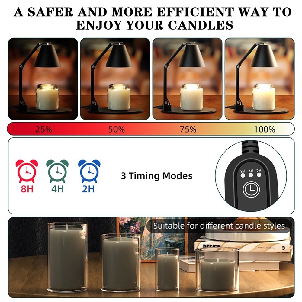 Candle Warmer Lamp with Timer. Foldable and Height adjustable. Fits all sizes.