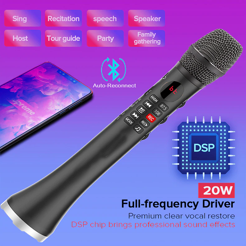 Karaoke Microphone Speaker Wireless Bluetooth Handheld CarPool Mic KTV Speaker