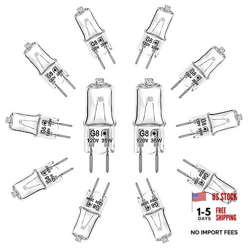 G8 Halogen Light Bulbs 35W 120V T4 JCD Type G8 Base 2 Pin Xenon 35W-12 Pack