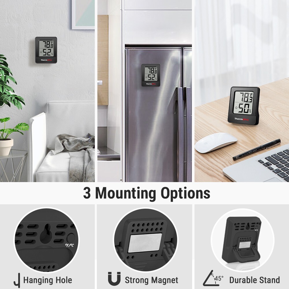 2pcs ThermoPro TP49BW Thermometer Hygrometer Digital Temperature Humidity Meter