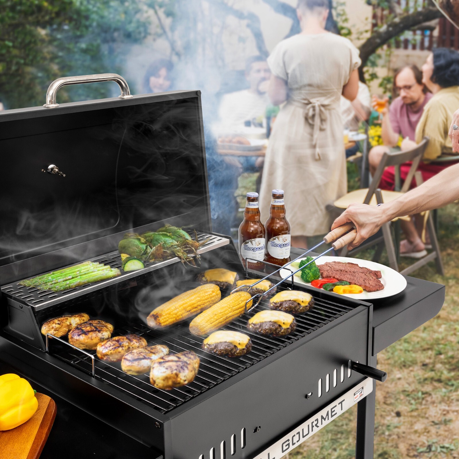 Royal Gourmet 24-Inch Movable Charcoal BBQ Grill with 2 Foldable Side Shelves