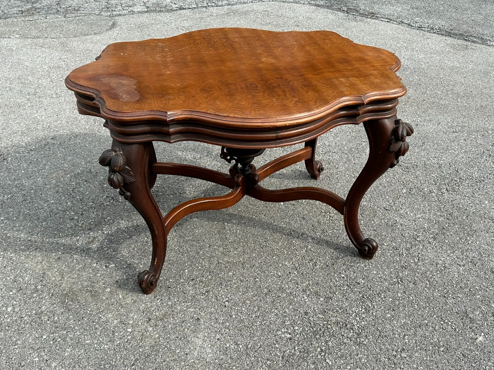 antique carved victorian parlor table center stand 1870 clean turtle top