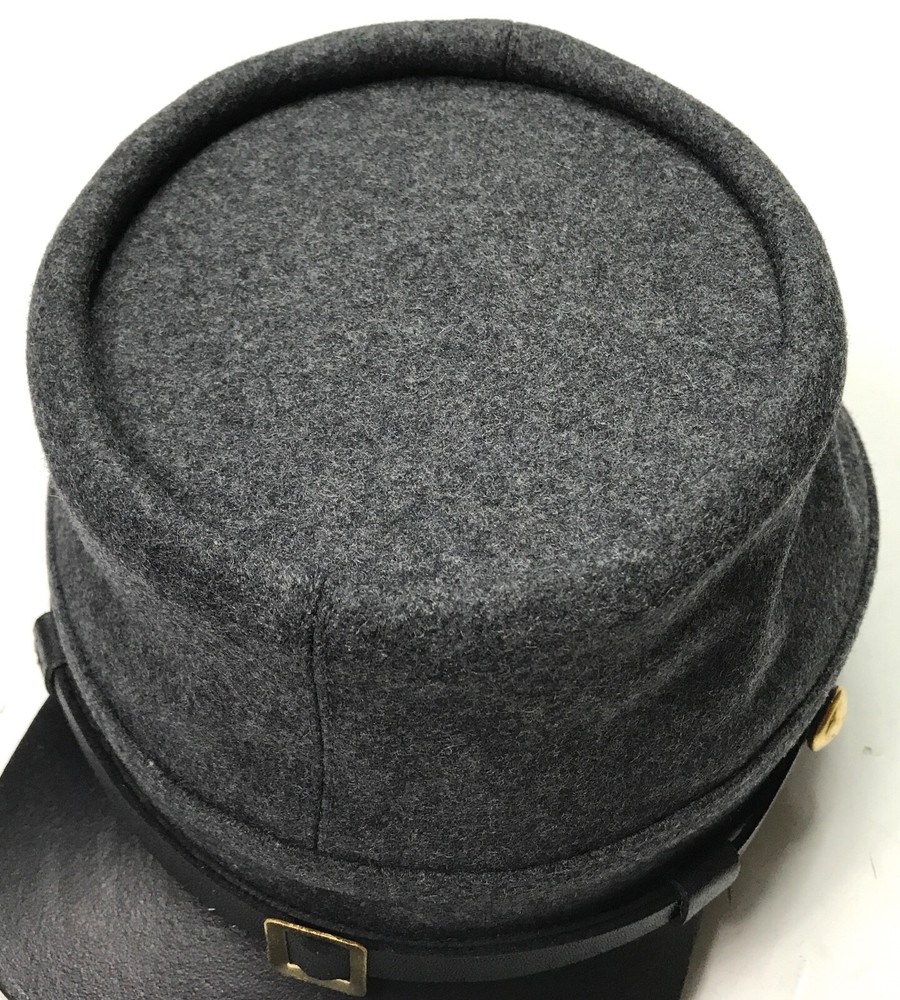 CIVIL WAR CSA CONFEDERATE INFANTRY DARK GREY WOOL KEPI FORAGE CAP HAT-MEDIUM