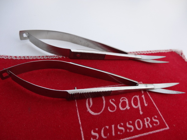 2 x CURVED SPRING ACTION Embroidery Machine Scissors_SQUEEZER+ Pointed Tweezers