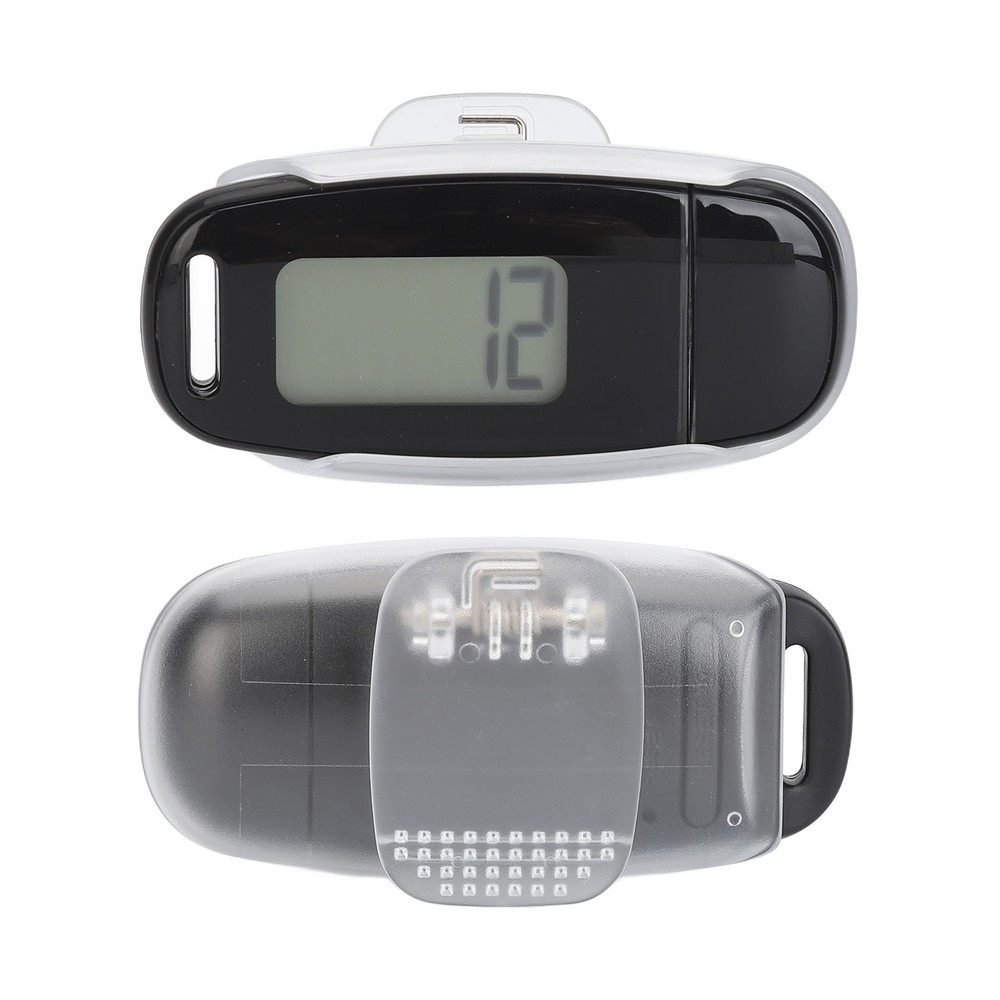 (Black)Step Counter Large LCD Screen USB Rechargeable Accurate Portable AN