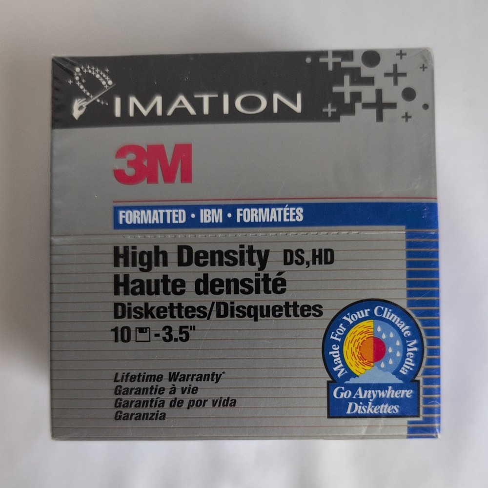 IMATION 3M High Density HD 3.5" Diskettes (10 Pack) IBM Formatted Floppy NEW