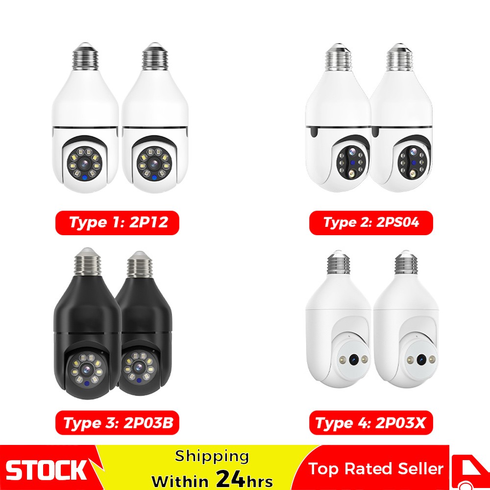 2PCS 2MP E27 Light Mini PTZ Camera WiFi Indoor Night Vision Audio Motion Detect