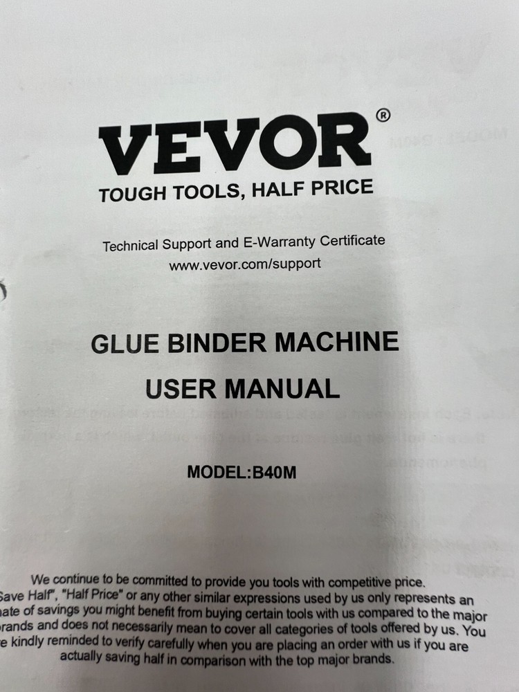 VEVOR Thermal Binding Machine GLUE BINDER MACHINE B40M- PICTURED ITEMS ONLY