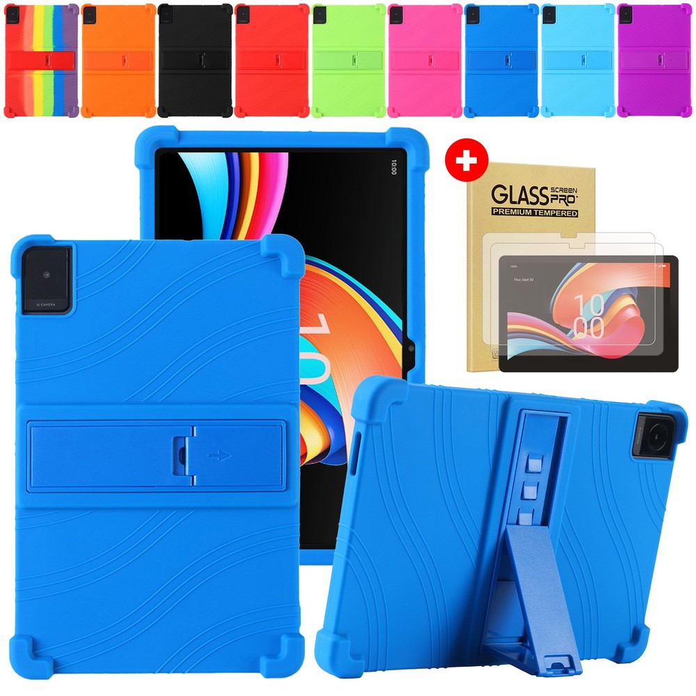 For TCL Tab 10L Gen2 10.1" 2023 Silicone Shockproof Stand Case+Screen Protector