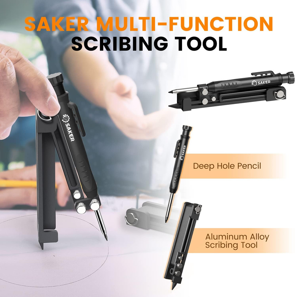Multi-Function Scribing Tool- Construction Pencil- Aluminum Alloy Scribe Tool wi