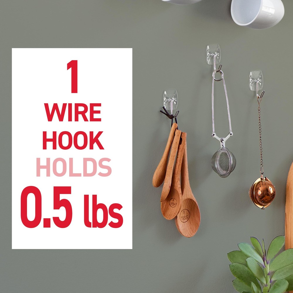 Command Small Clear Wire Toggle Hooks, 10 Wall Hooks and 12 1 Pack,