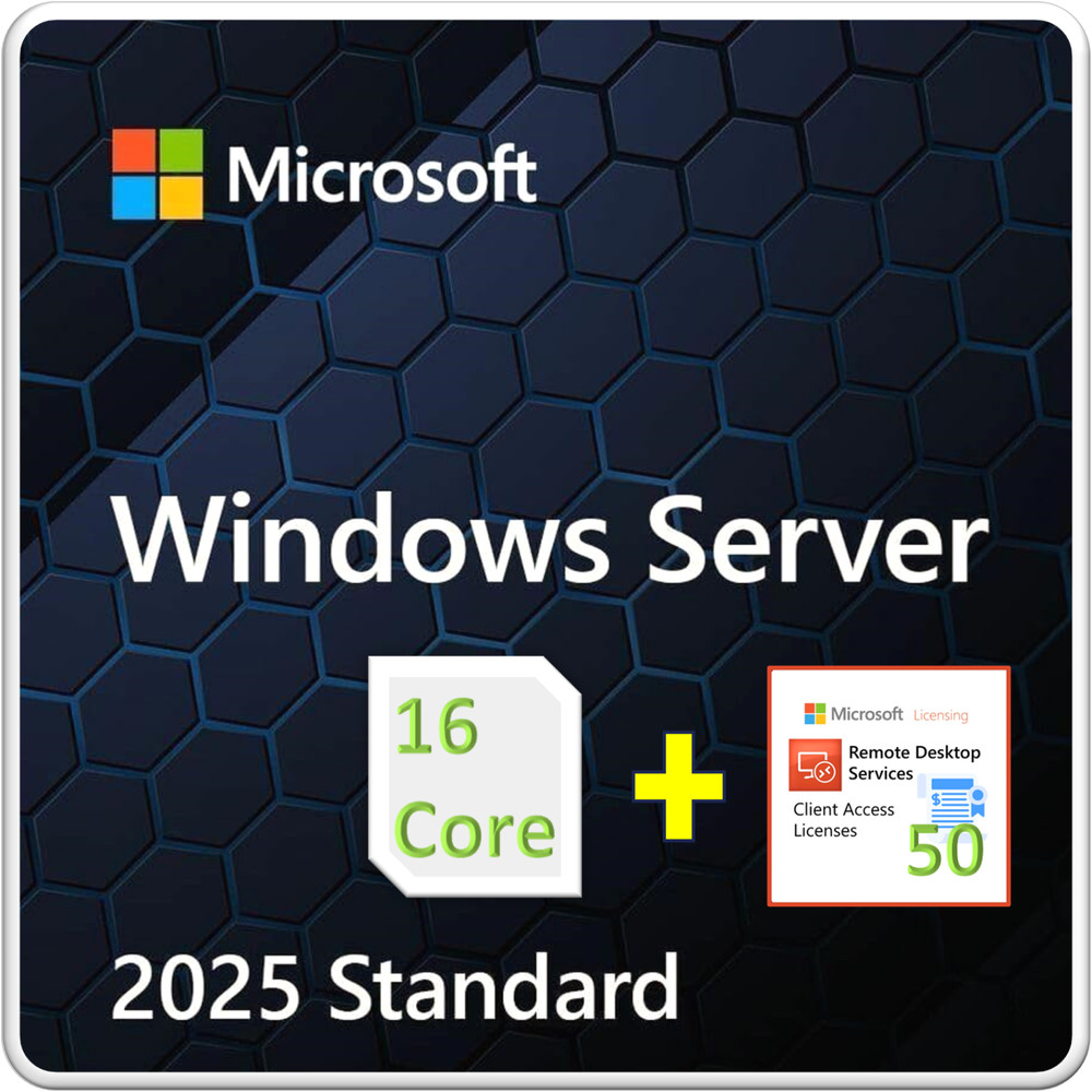 Microsoft Windows Server 2025 Standard - 16 Core License w/ 50 RDS Device CALs