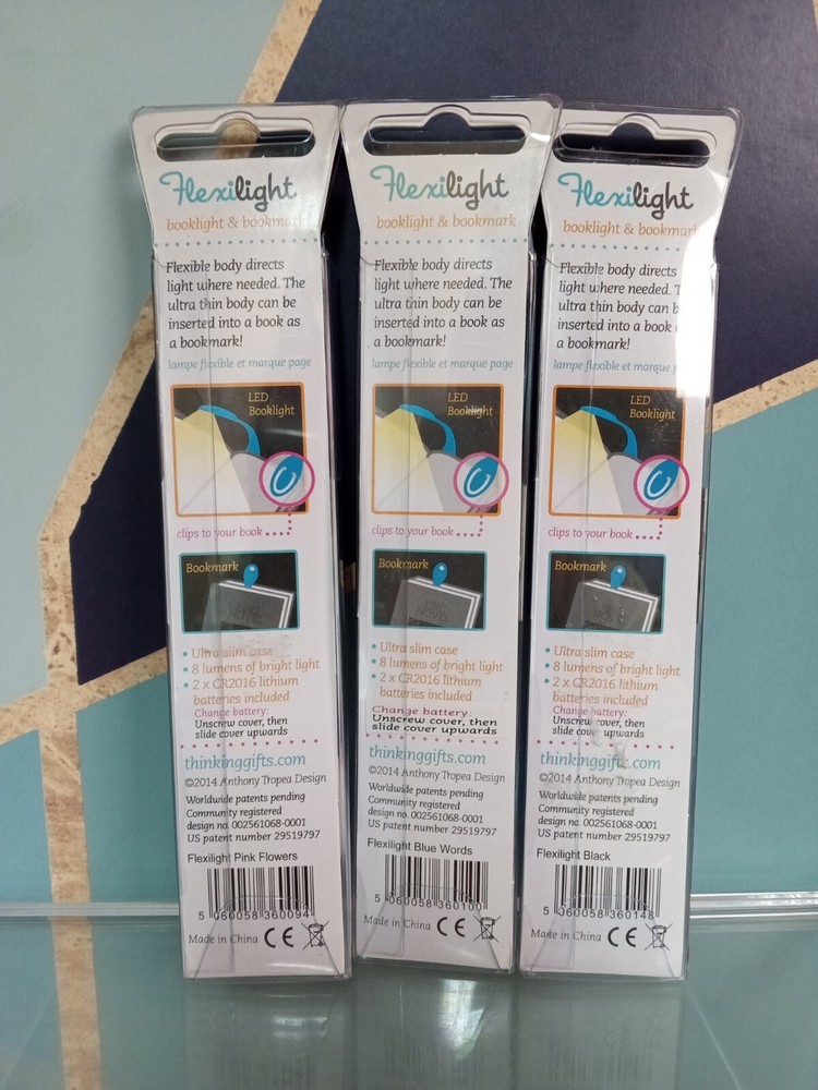 Flexilight Bookmark/Booklight Thinking Gifts LED Multi-Color Pack - 3 Booklights