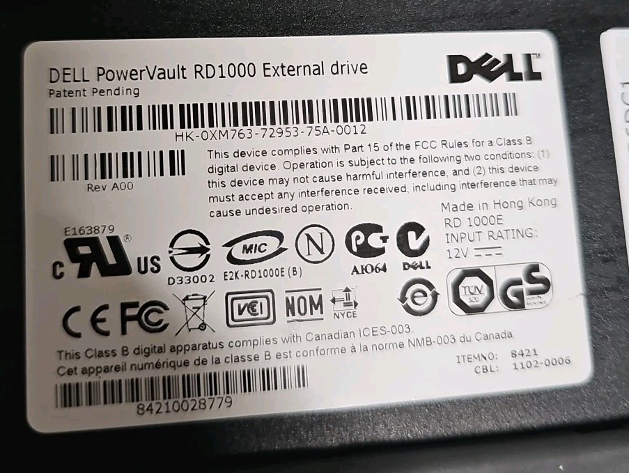 Dell PowerVault RD1000 Removable Disk Storage - BACKUP