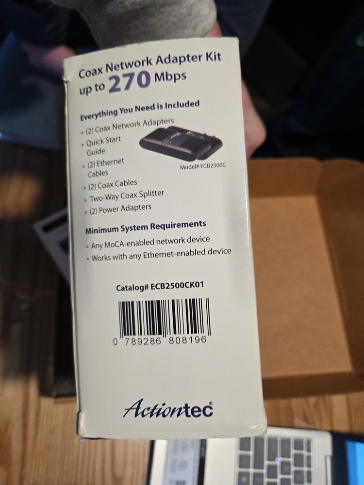 Actiontec ECB2500C Ethernet Network COAX Adapter Kit Homes Without MoCA Routers