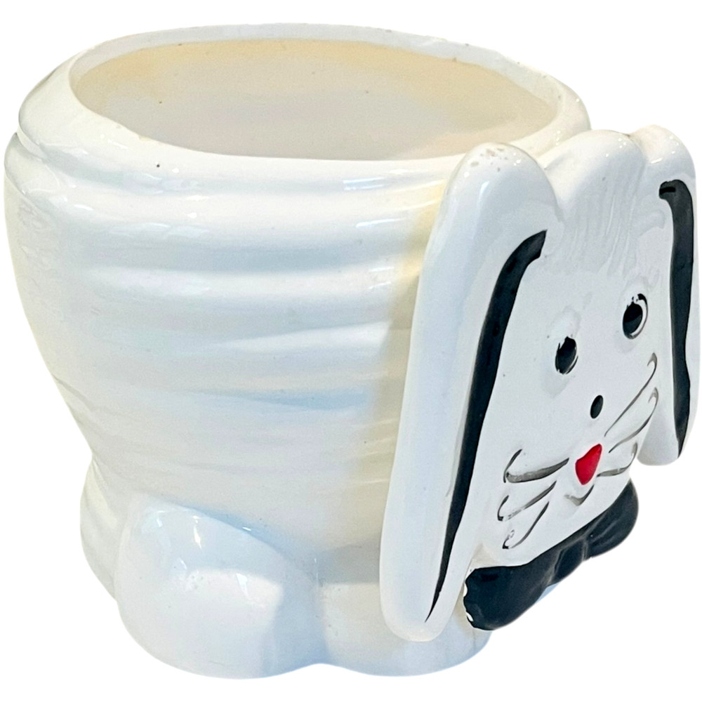 Ceramic Bunny Rabbit Planter Vintage Nursery Easter Decor - 4" x 4"