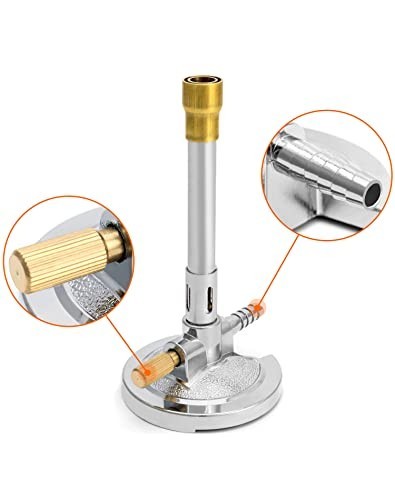 Lab Bunsen Burner Set with Flame Stabilizer & Gas Control - Efficient Heating, 2