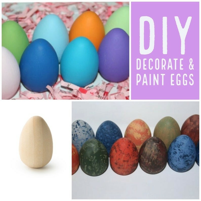 6- 2" Wood Egg Easter Egg Egg Decor Paint Eggs Pretend Play Natural Toy Easter