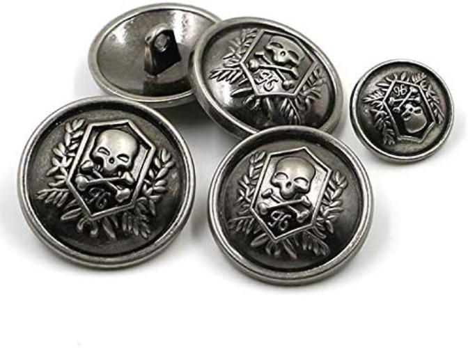 25mm Antique Silver Skull Buttons - 12 Pack for Style & Durability