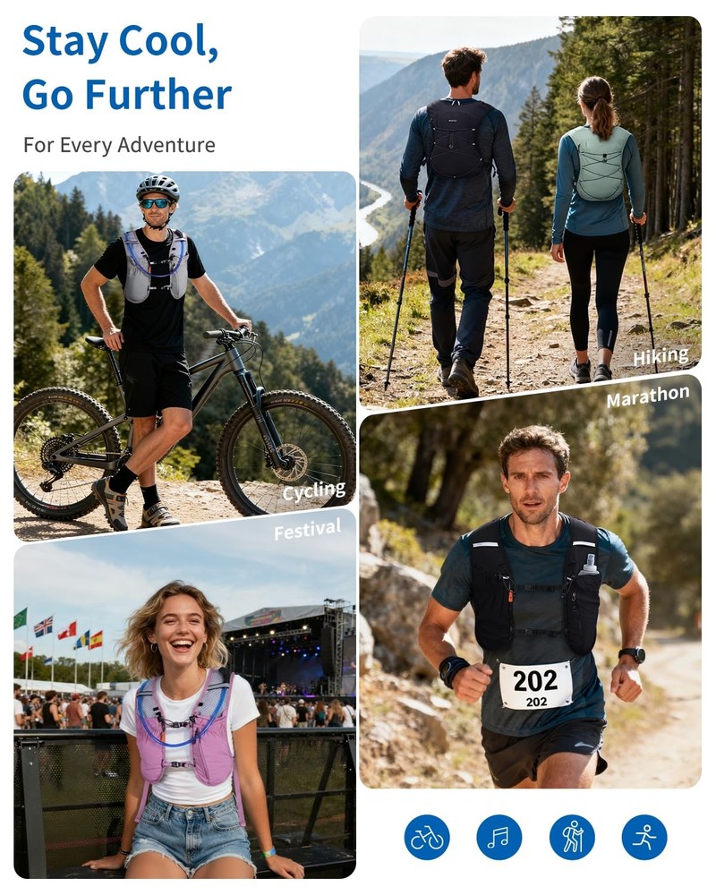 Running Hydration Vest Backpack, Lightweight Hydration Pack Bag Daypack for H...