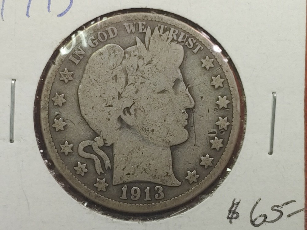 1913 Barber Half Dollar 50c Nice Coin Key Date!
