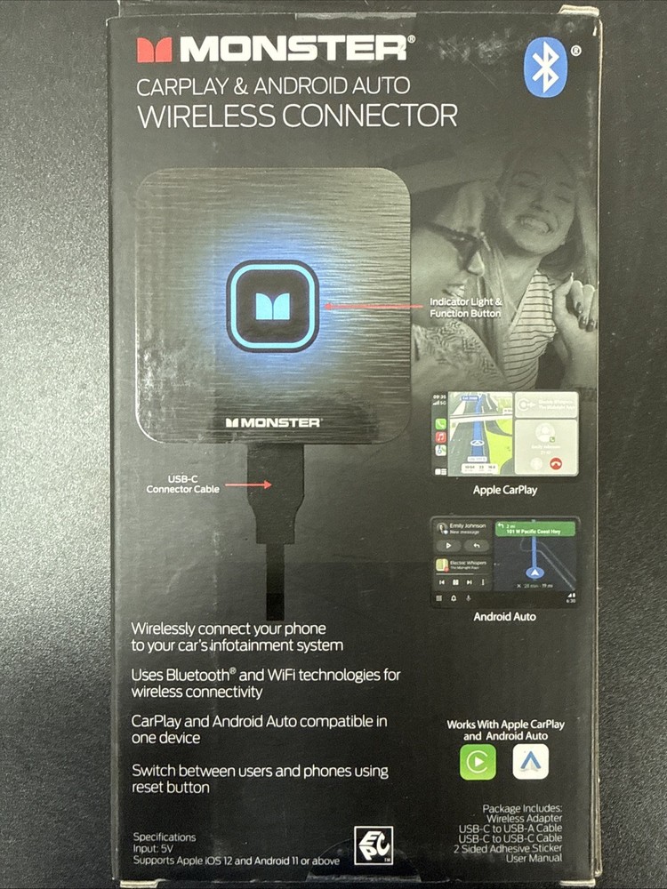 Monster CarPlay Android Auto Wireless Connector MBA2-1014-BLK S7