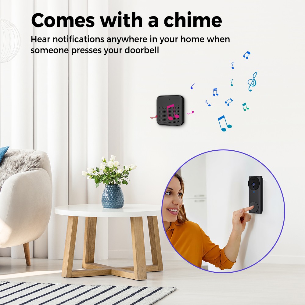Smart Wireless WiFi Doorbell Intercom Video Camera Door Ring Bell Chime Security