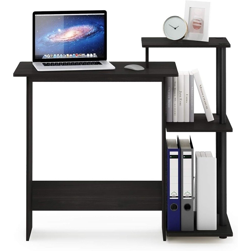 Sturdy Compact Writing Desk W/ CPU Storage Shelf & Elevated Printer Space New