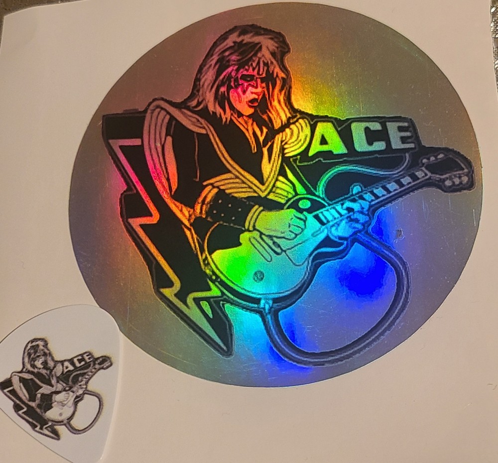 Space Ace Sticker And Guitar Pick Kiss Ace Frehley Logo Novelty Black Silver 3in