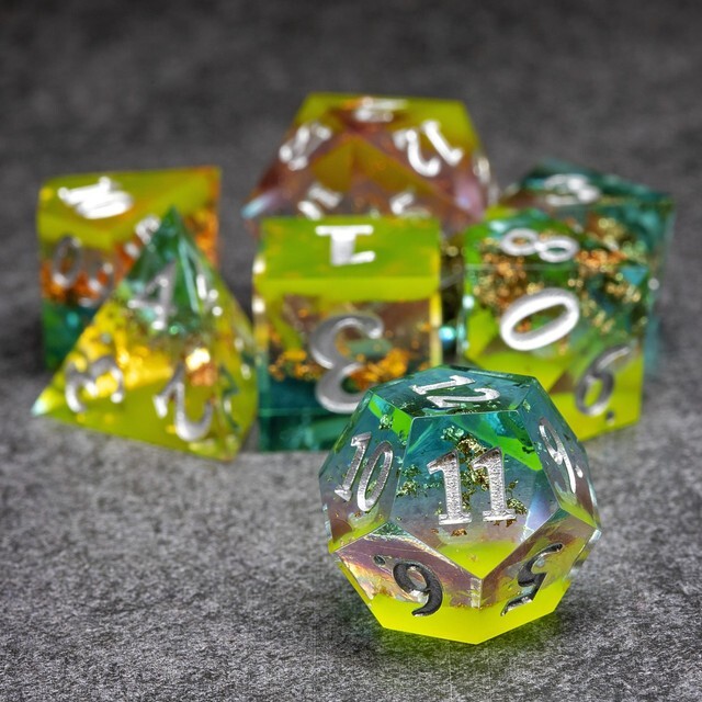 Sage's Enchanted Crystals Dreams - Sharp Edge Resin Polyhedral Dice Set