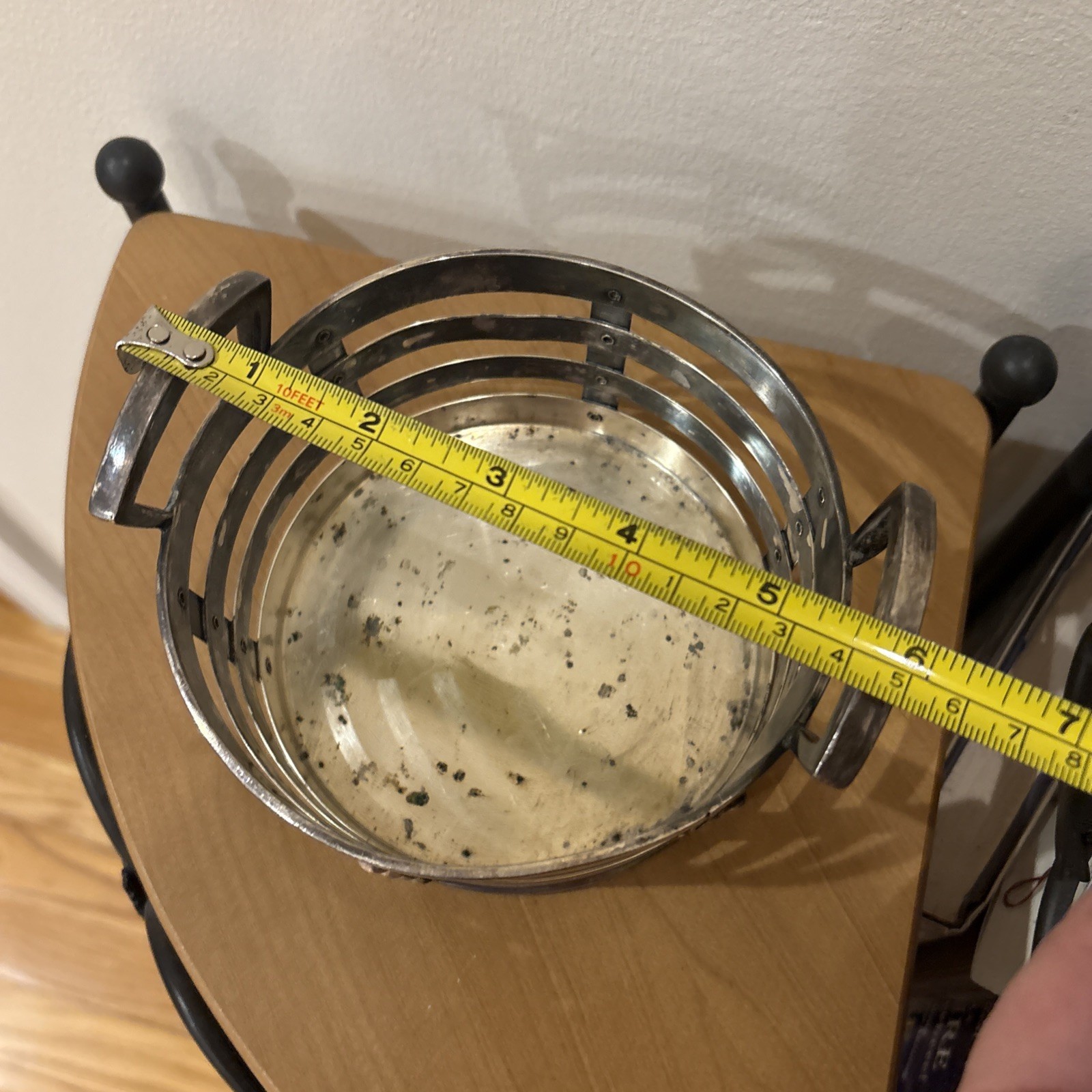 Antique NICKEL & STERLING SILVER W. M. MOUNTS Decor BOWL STERLING CAPS