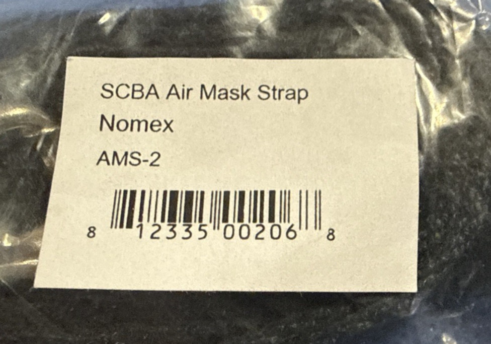 SCBA Air Mask Strap Nomex AMS-2, Black with Clasps