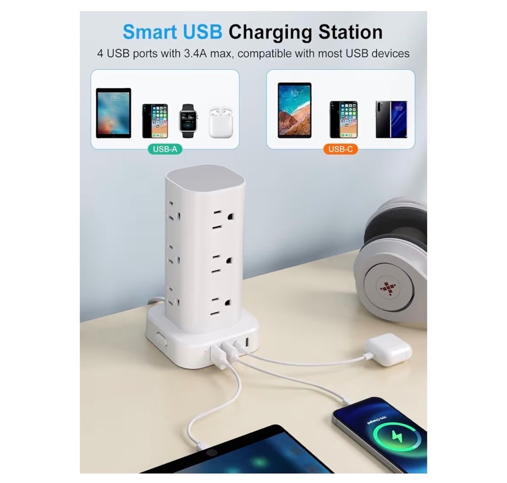 power strip tower with multiple outlets