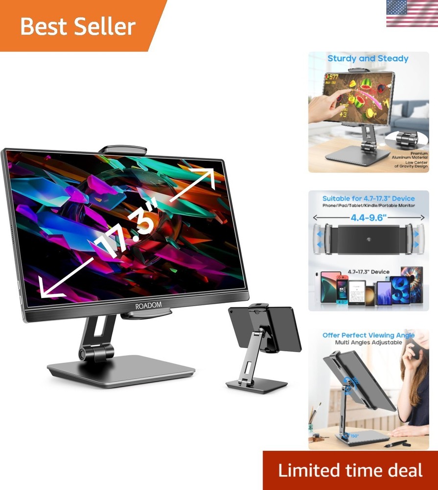 Ergonomic Tablet Stand - Foldable Holder with Adjustable Viewing Angles, Black