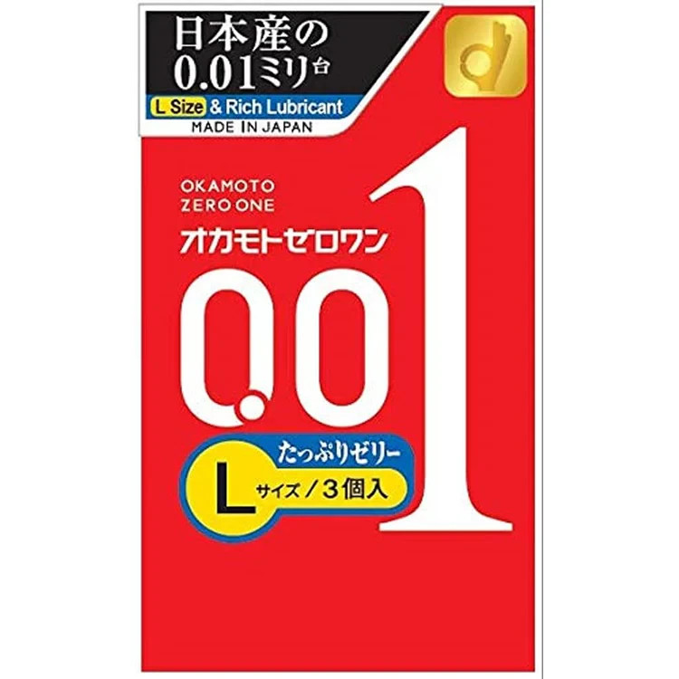 OKAMOTO ZERO ONE 001 Size Large & Rich Lubricant Ultra Thin Condom 3pc - from CA