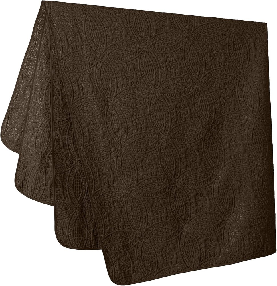 Austin 3-Piece Oversized Bedspread Coverlet Set (King, Chocolate)