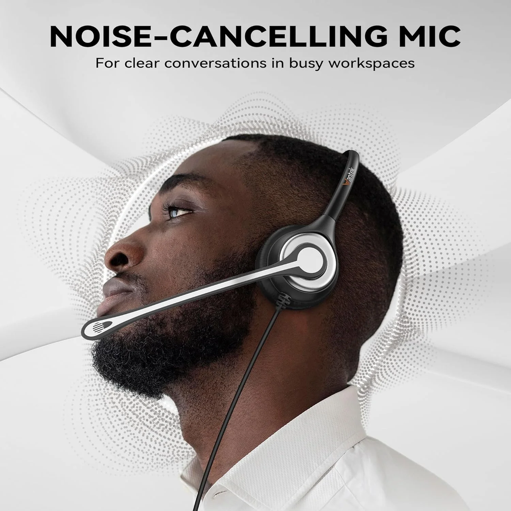 Wantek USB Headset with Microphone for PC Computer Headset, Single Ear Headset